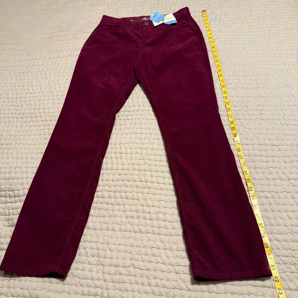 St. John’s Bay NWT women’s burgundy straight corduroy pants. Midrise. Size 10. - Picture 9 of 9